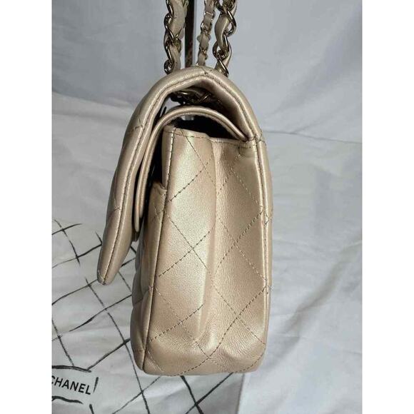 Chanel Classic Double Flap Bag Quilted Lambskin Medium Beige SPB-TS 357304 - Picture 7 of 16